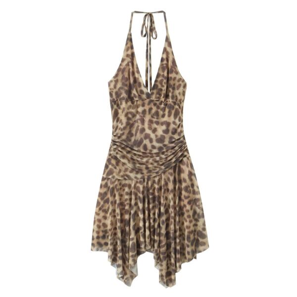 Women's American Retro Hot Girl Sexy Leopard Print Dress