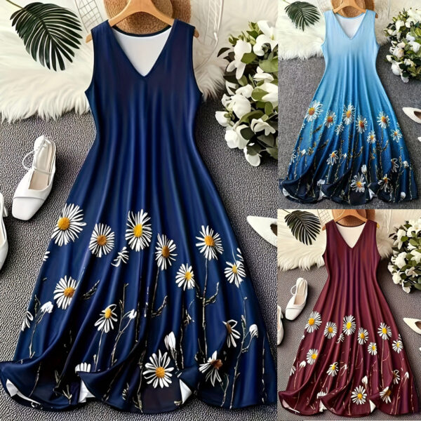 Fashion Printed Sleeveless Vest Dress