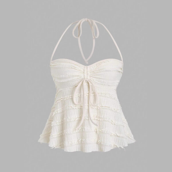 Women's Solid Color Casual Irregular Lace Up Halterneck Vest