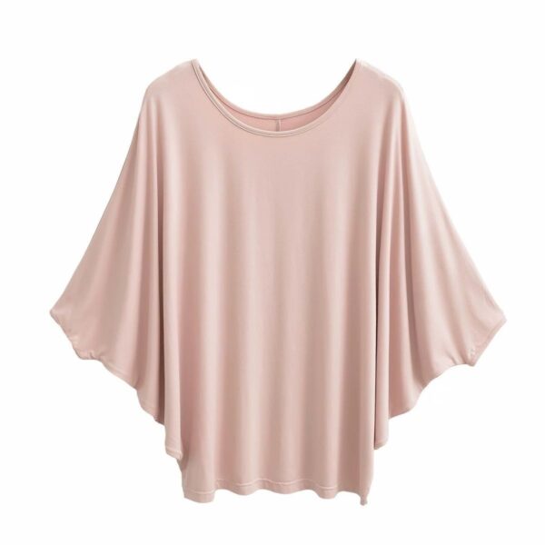 Idle Style Loose Large Silk Mask T-shirt Women's All-match Silk Color Batwing Sleeve Top