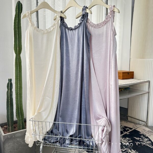 Women's Ultra-thin Solid Color Sleeveless Ice Silk One-piece Streamer Dress