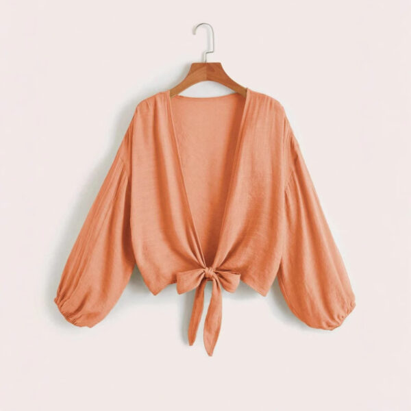 Pure Color Bikini Beach Shirt Women's Cotton And Linen