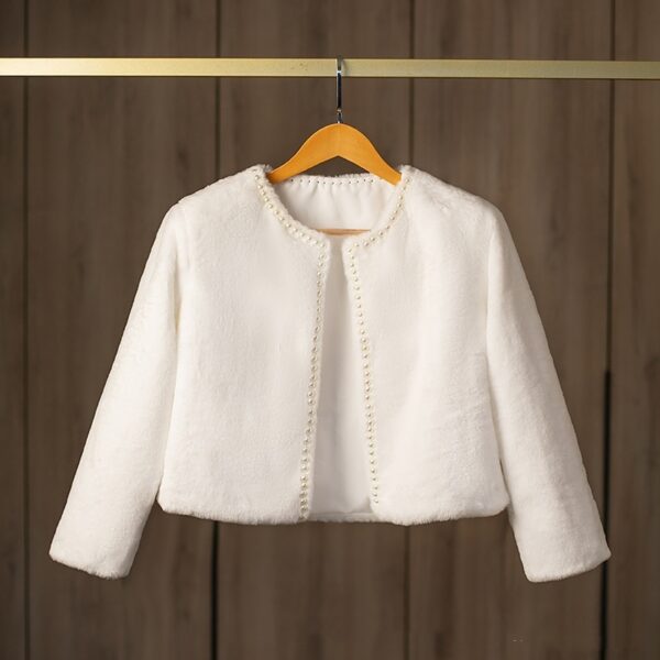 Women's Pure Color All-matching Warm Nail Pearl Fur Shawl Coat